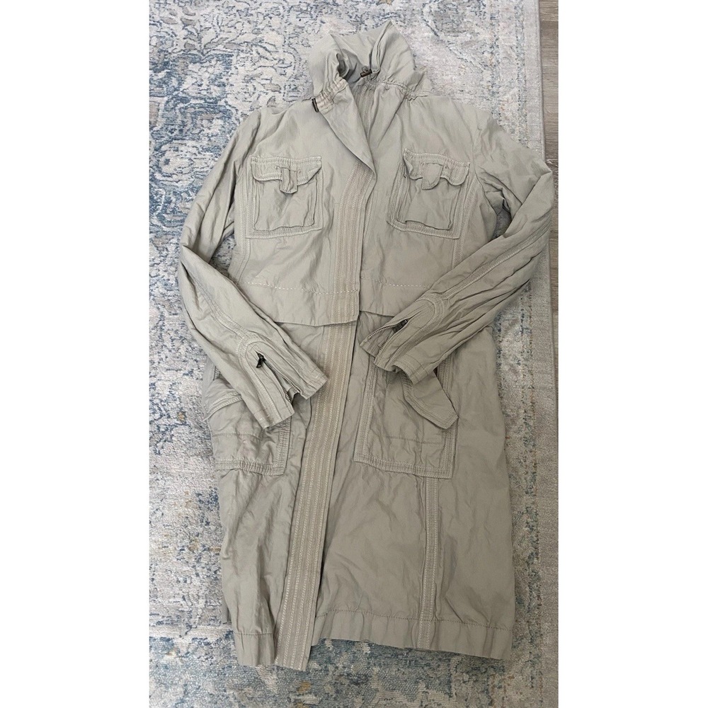 Elie Tahari Womens Full Zip Cutout Jacket Beige Size S